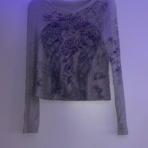 Grey Long Sleeve w Purple Design